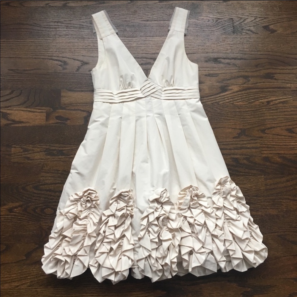 BCBGMaxAzria Cream Ruffle Mini Dress